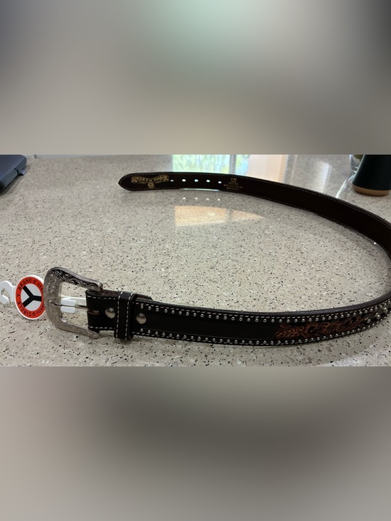 Circle Y Accessories - Circle Y Dark Flash AZ belt.  Studded Brown Leather Western Belt.  Size 34
New